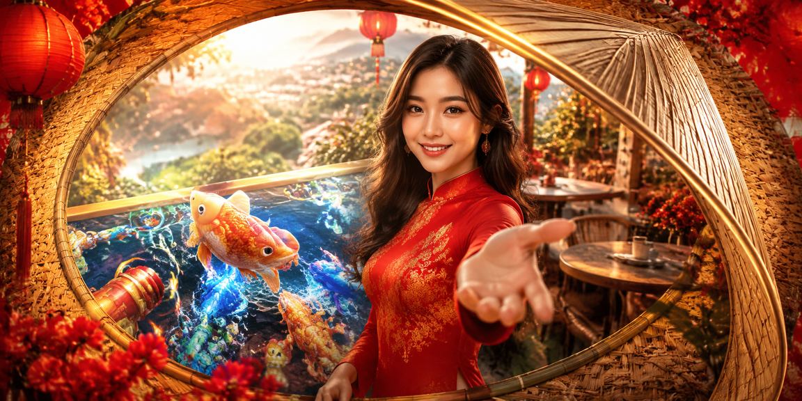 Trò chơi bắn cá trực tuyến tại d7200 với phong cảnh Đà Lạt đặc trưng nón lá Việt Nam